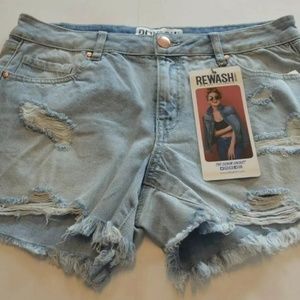 Rewash Distressed Girlfriend Light Denim Shorts 6